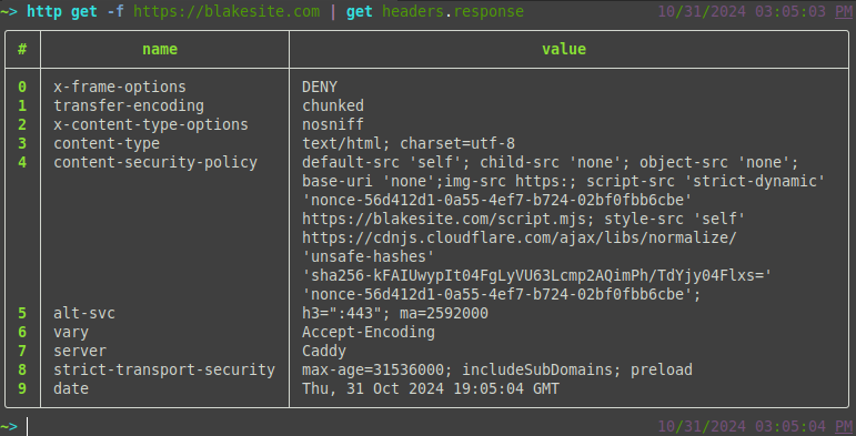 nushell showing HTTP response headers