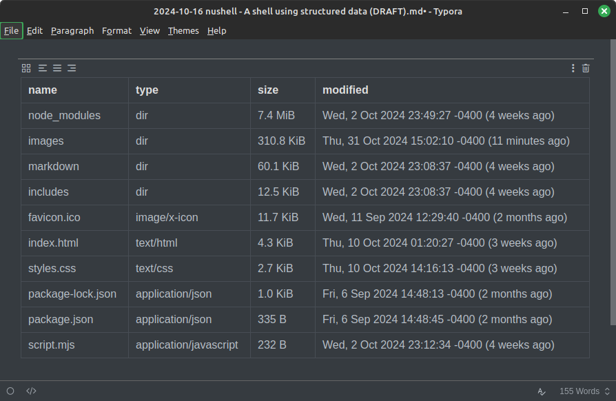 Typora with list of files